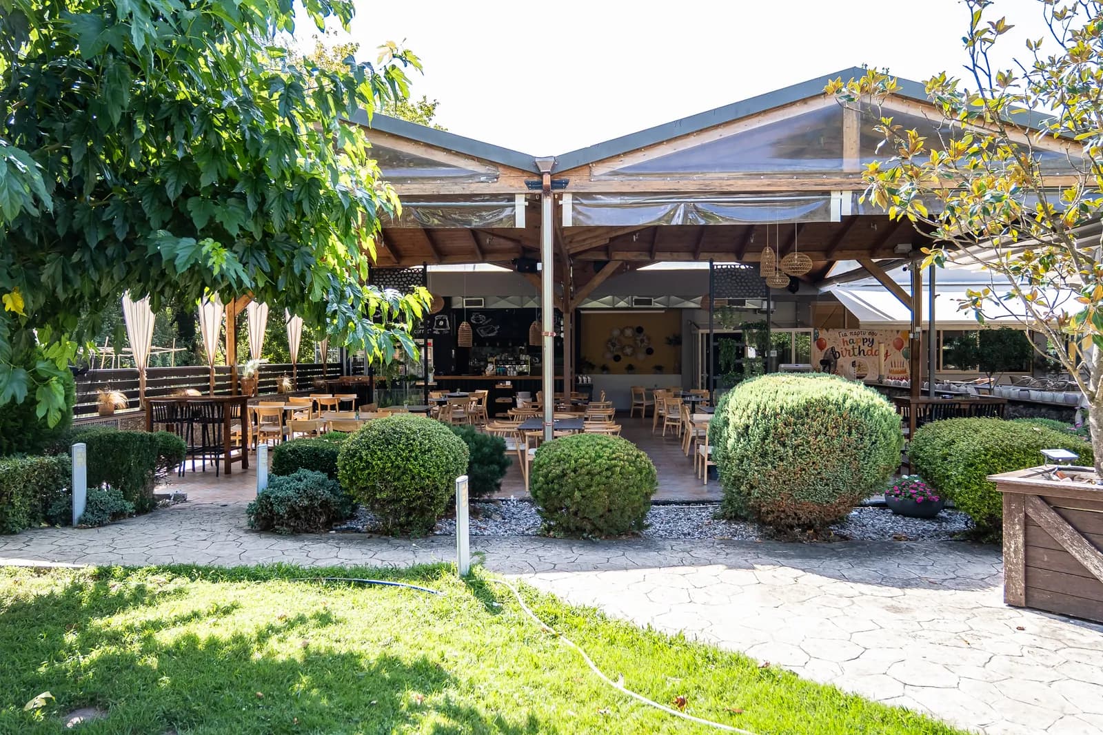 The garden and the parking area