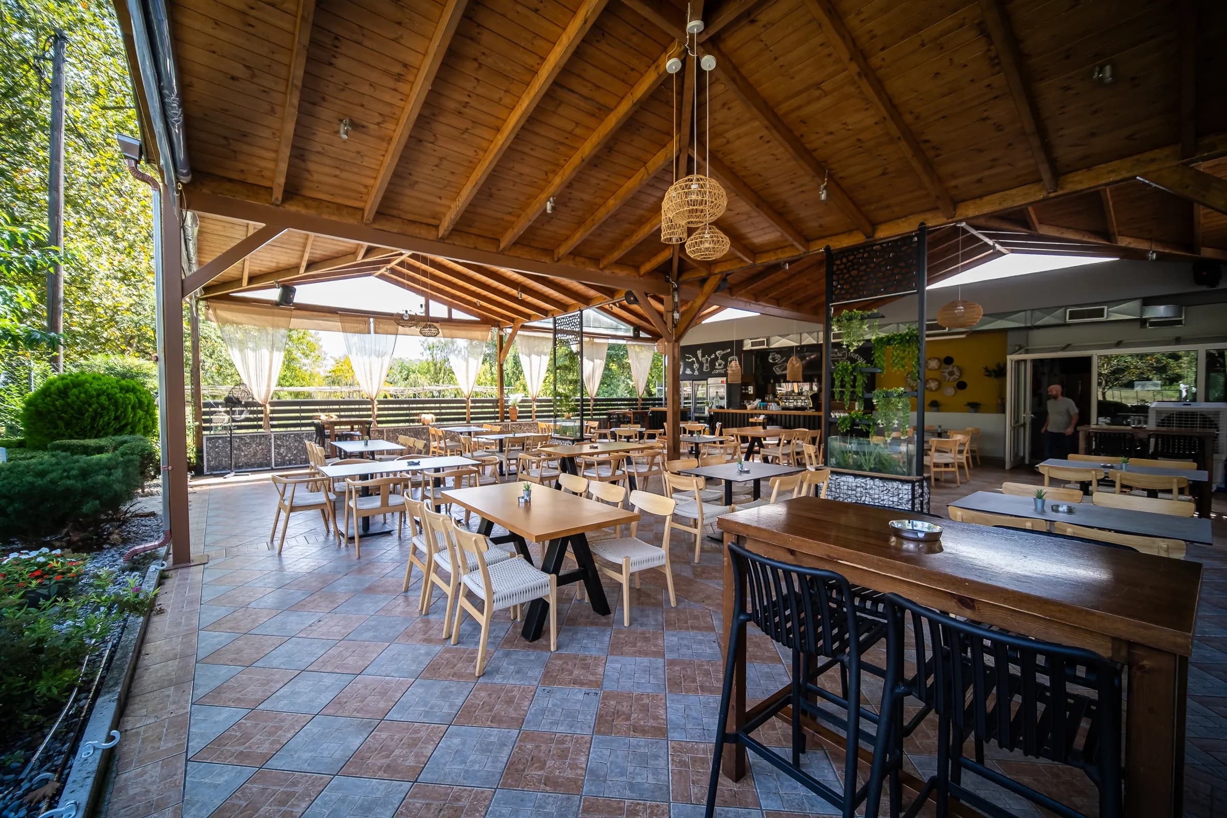 The covered veranda of the restaurant in Perama, Ioannina