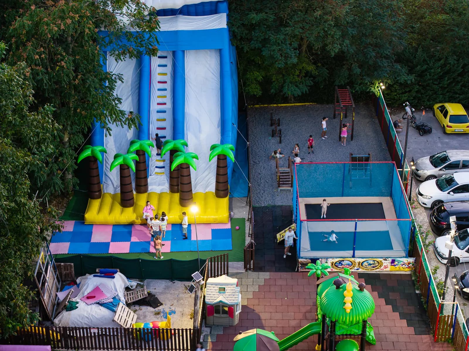 The playground and car park from above